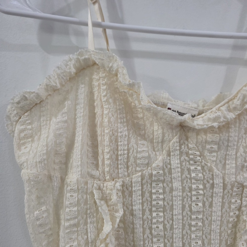Vintage Y2K No Boundaries Womens Babydoll Lace Tank Top Size Large Ivory Fairy - Picture 2 of 7